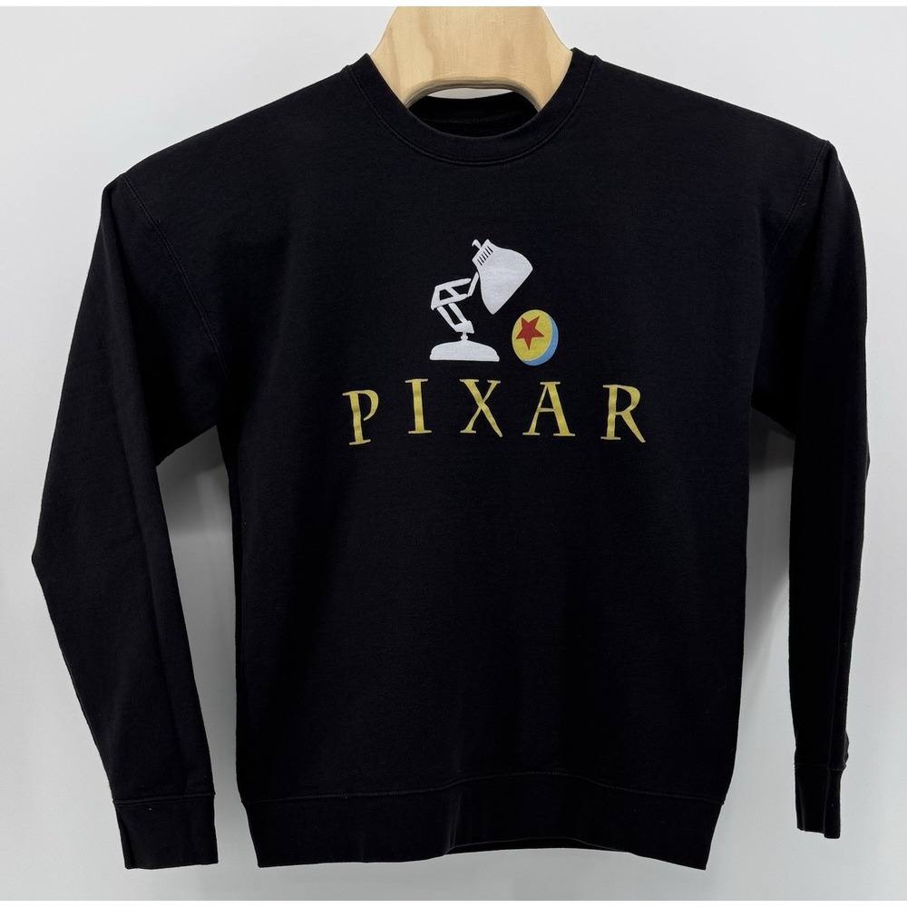Disney Pixar Logo Long Sleeve T-Shirt Black Cotton Size Medium - Picture 1 of 9